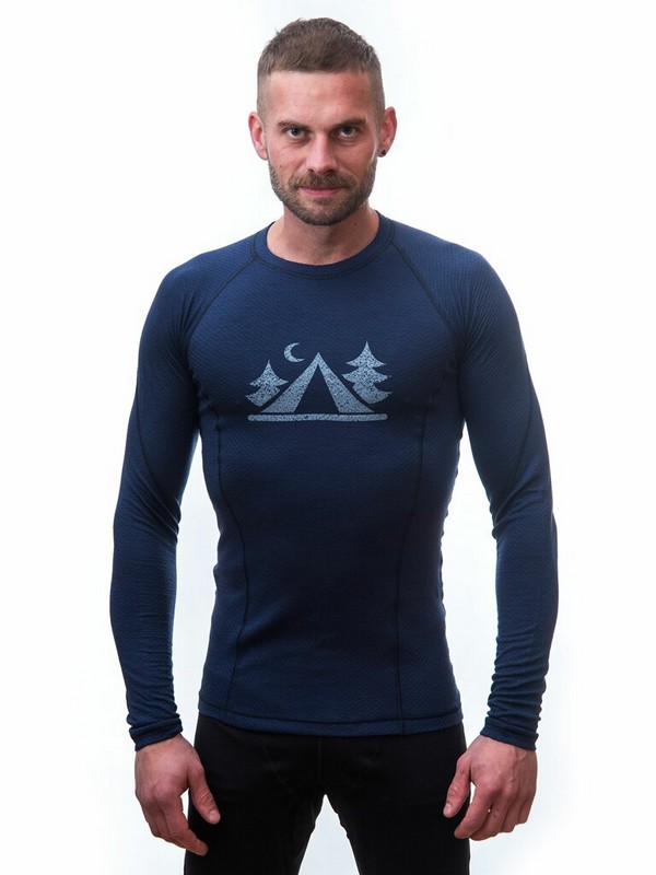 MERINO SENSOR DF CAMP - pánské tričko, dlouhý rukáv, deep blue