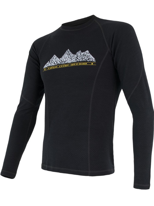 MERINO SENSOR DF ADVENTURE - pánské tričko, dlouhý rukáv, černá