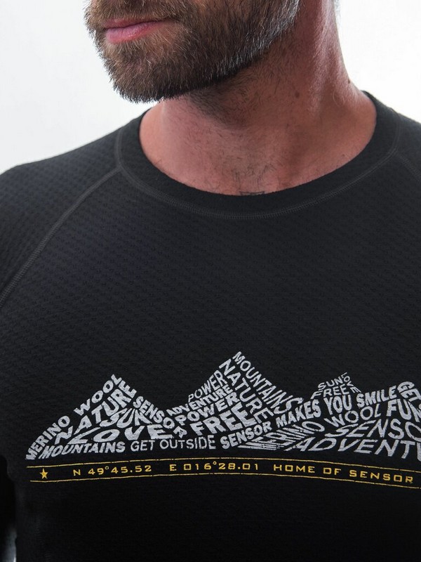 MERINO SENSOR DF ADVENTURE - pánské tričko, dlouhý rukáv, černá