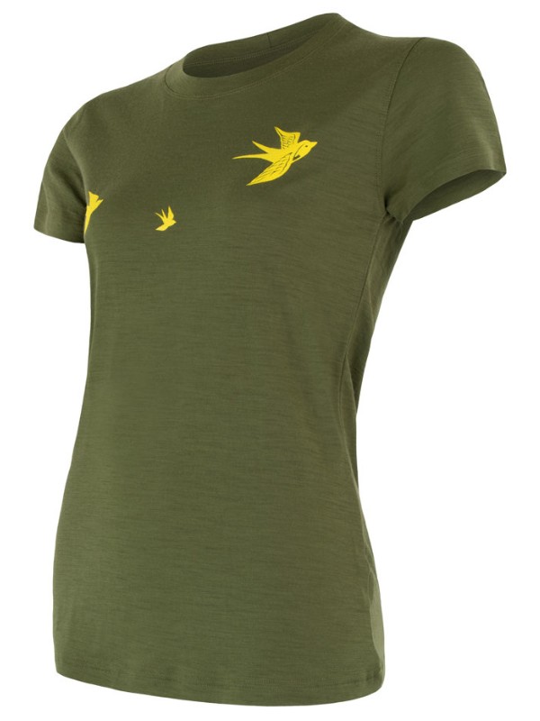 MERINO SENSOR PT SWALLOW - dámské tričko, krátký rukáv, safari green
