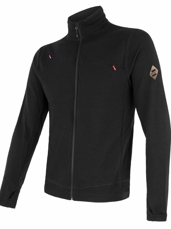 MERINO SENSOR UPPER - pánská mikina, celozip, černá