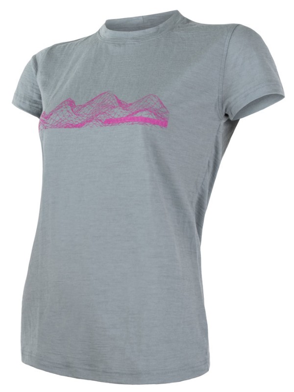 MERINO SENSOR ACTIVE MOUNTAINS - dámské tričko, krátký rukáv, světle šedá