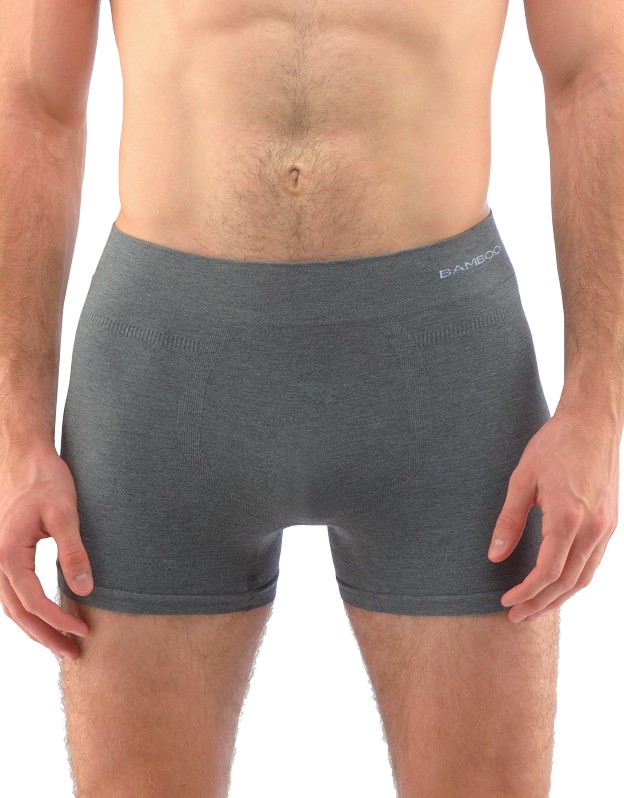 YETTI pánské bambusové boxerky s delší nohavičkou, šedá - bílá