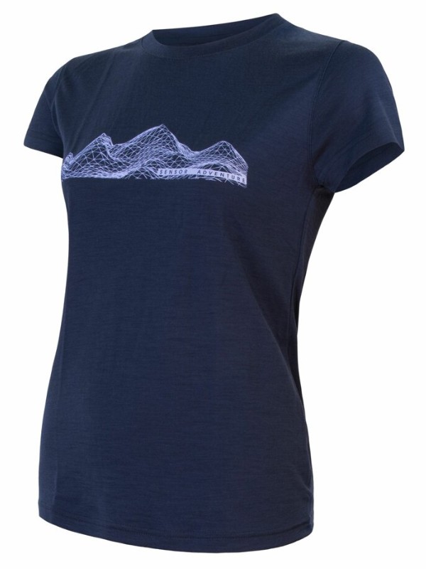 MERINO SENSOR PT MOUNTAINS - dámské tričko, krátký rukáv, deep blue