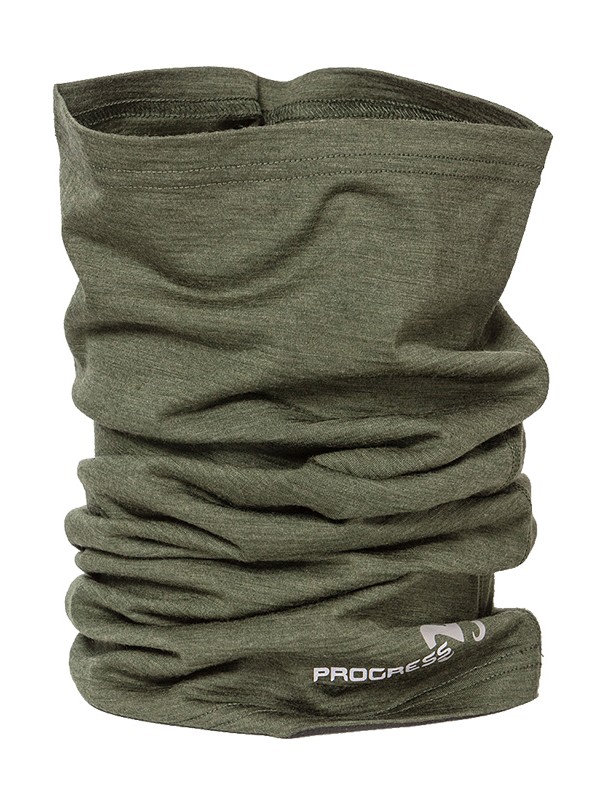 TUBE, uni merino tubulární nákrčník, khaki melír