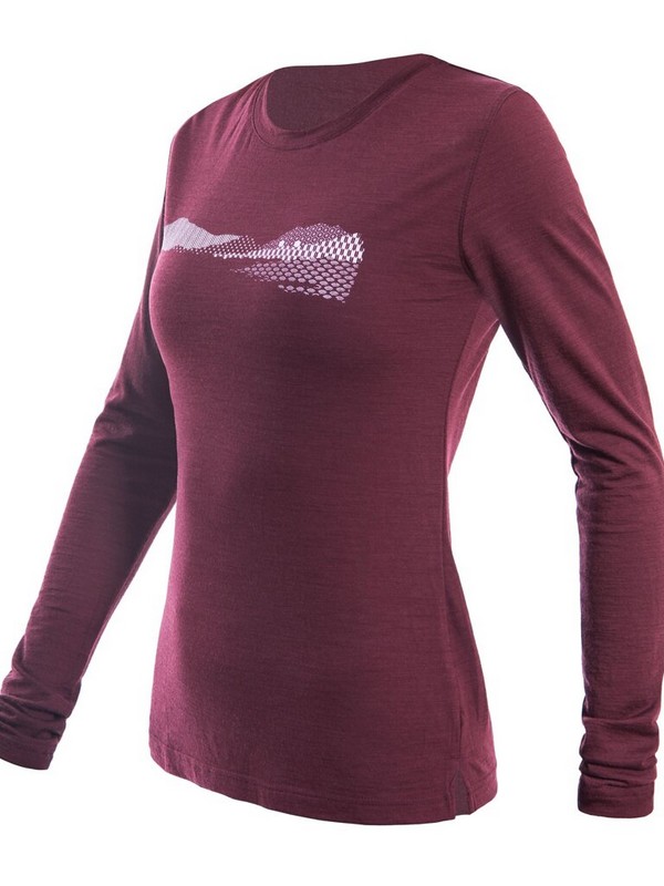 MERINO AIR NEW SENSOR PT HILLS - dámské tričko s dlouhým rukávem, port red