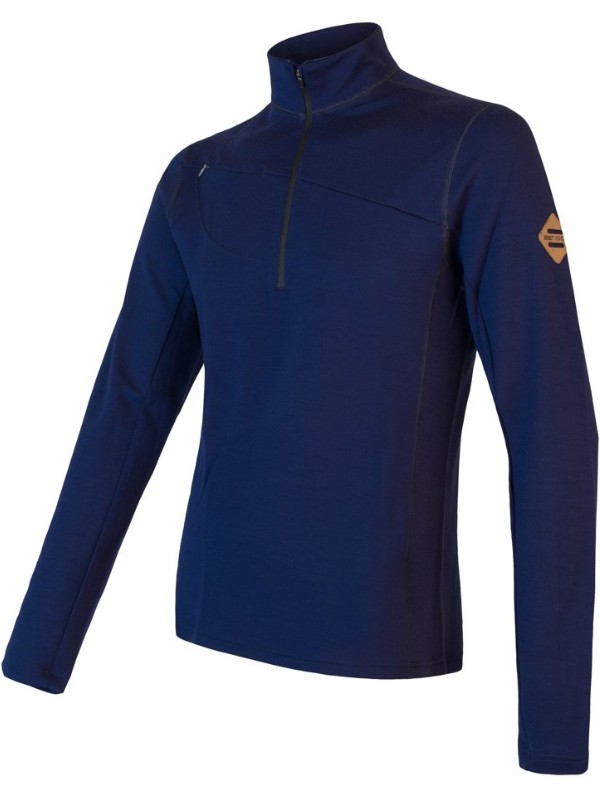 MERINO SENSOR UPPER - pánská mikina, zip u krku, deep blue