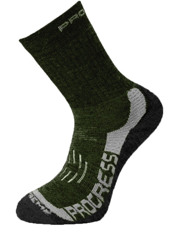 MERINO X-TREME zimní merino ponožky, khaki - šedá