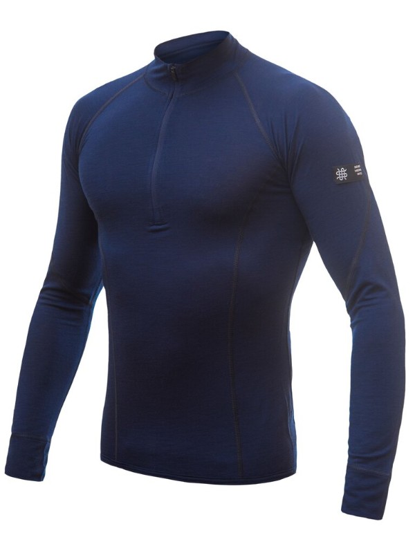 MERINO SENSOR ACTIVE - pánské triko s dlouhým rukávem, stoják, zip, deep blue