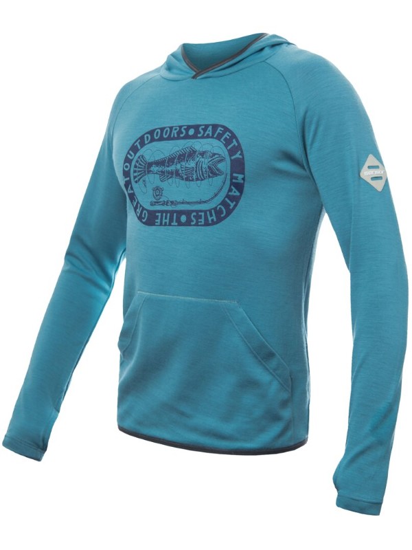 MERINO SENSOR UPPER OUTDOORS - pánské mikina, klokanka, mint blue
