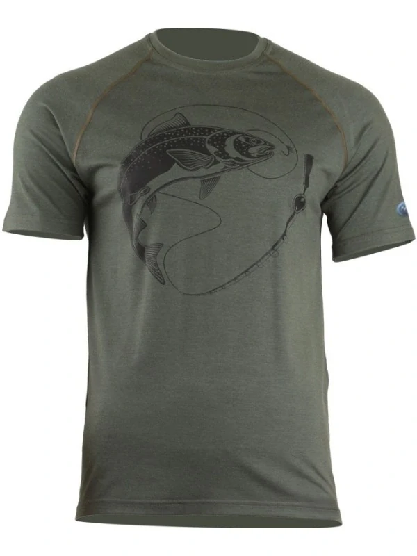 MERINO LASTING SALMON pánské merino tričko s krátkým rukávem, zelená