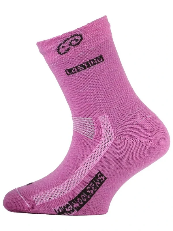 TJS dětské trekingové merino ponožky, růžová