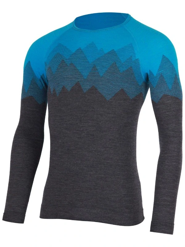 MERINO LASTING WELOR pánské merino tričko s dlouhým rukávem, modrá