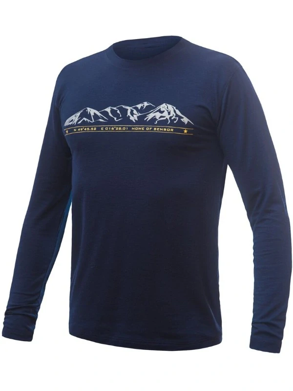MERINO ACTIVE MOUNTAINS SENSOR pánské triko, dlouhý rukáv, deep blue