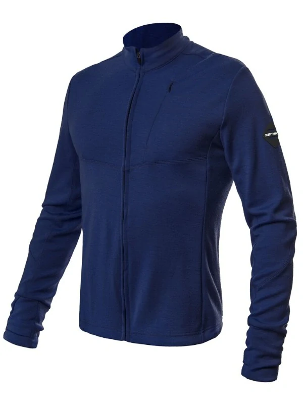 MERINO SENSOR UPPER - pánská mikina, celozip, deep blue