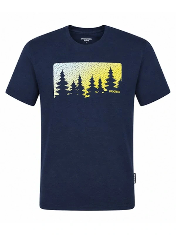 HRUTUR FOREST pánské merino tričko s krátkým rukávem, tmavě modrá