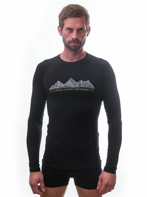 MERINO SENSOR DF ADVENTURE - pánské tričko, dlouhý rukáv, černá