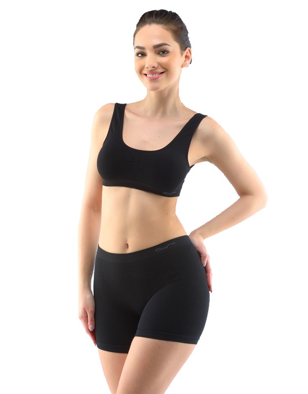 KATTY dámské bezešvé bambusové boxerky vyšší, černá