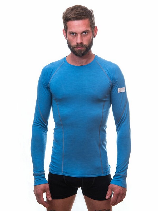 MERINO SENSOR ACTIVE - pánské triko, dlouhý rukáv, modrá