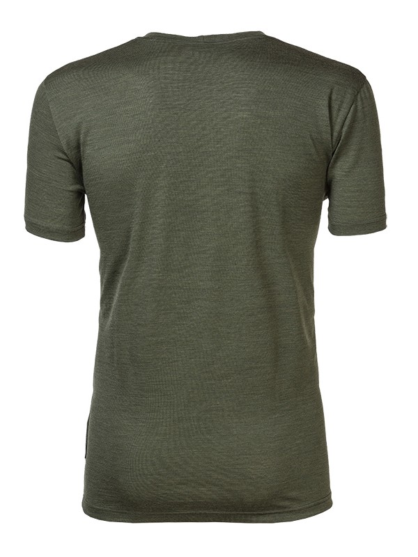 ORIGINAL MAN pánské merino tričko s krátkým rukávem, khaki melír