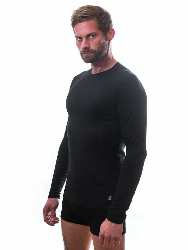 MERINO SENSOR DF - pánské tričko, dlouhý rukáv, černá
