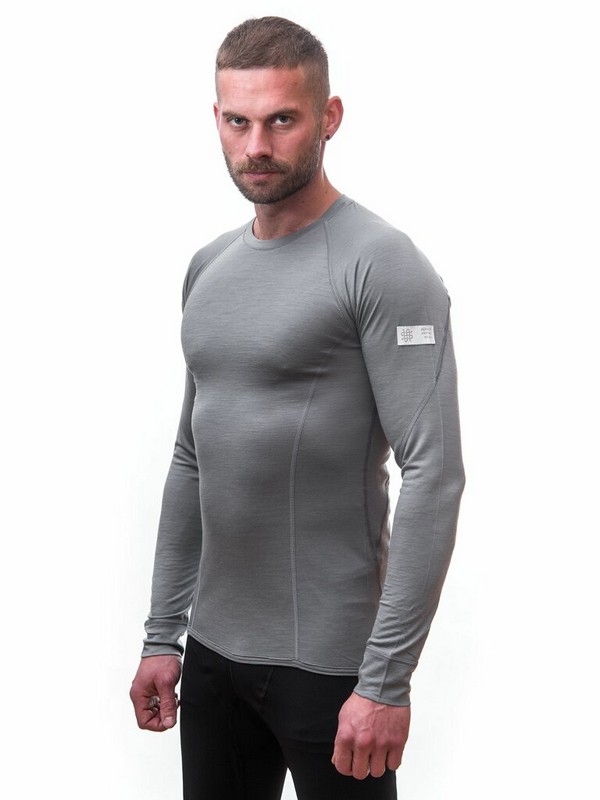 MERINO SENSOR ACTIVE - pánské triko, dlouhý rukáv, světle šedá