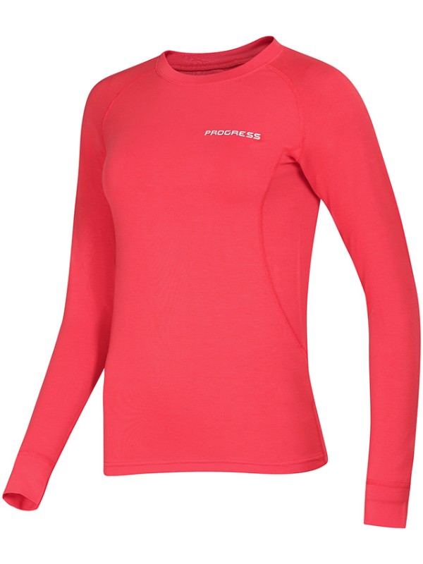 CELLICA dámské bambusové tričko s dlouhým rukávem, jahodová