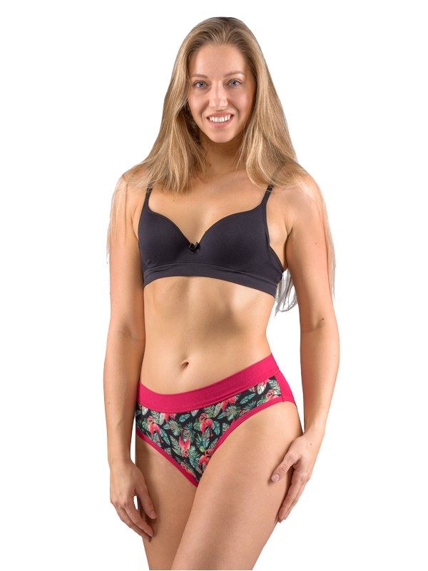 LORETTE dámské bambusové klasické kalhotky, širší pasový lem, bordó - láhvová