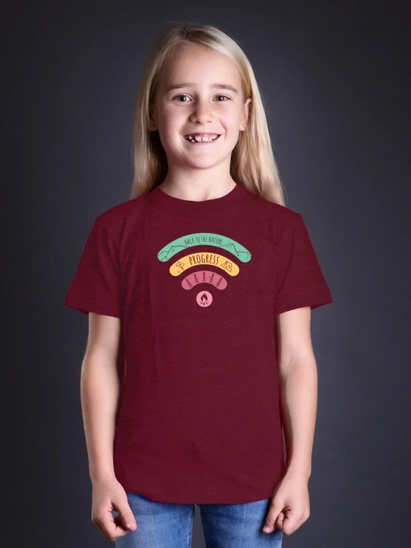 BRAM SIGNAL dětské merino tričko s krátkým rukávem, švestkový melír