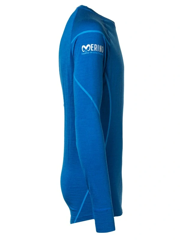 KOLIBRI dětské funkční merino tričko s dlouhým rukávem, modrý melír