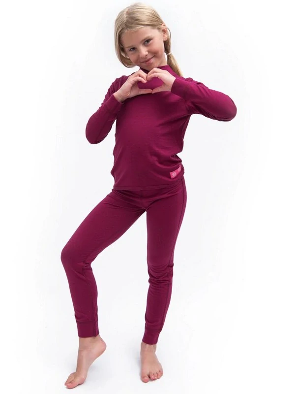 MERINO ACTIVE SENSOR juniorský set trička s dlouhým rukávem a spodků, lilla