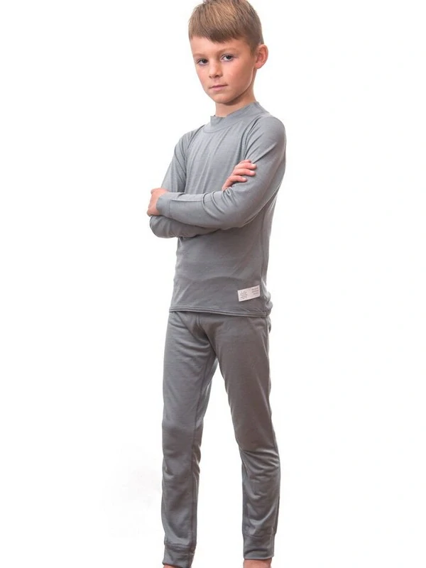 MERINO ACTIVE SENSOR dětský set trička s dlouhým rukávem a spodků, šedá