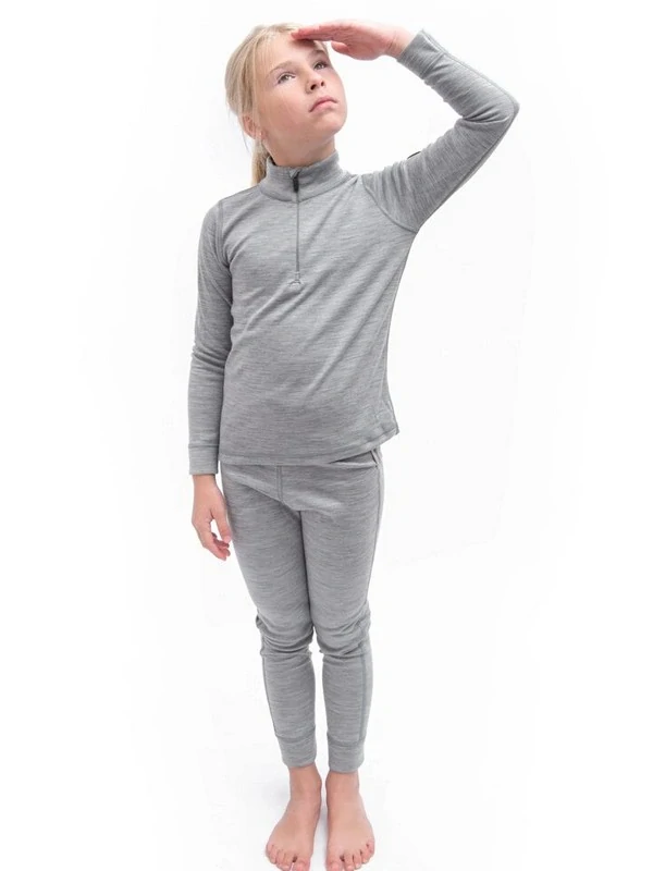 MERINO BOLD SENSOR dětský/juniorský set trička s dlouhým rukávem a spodků, cool gray