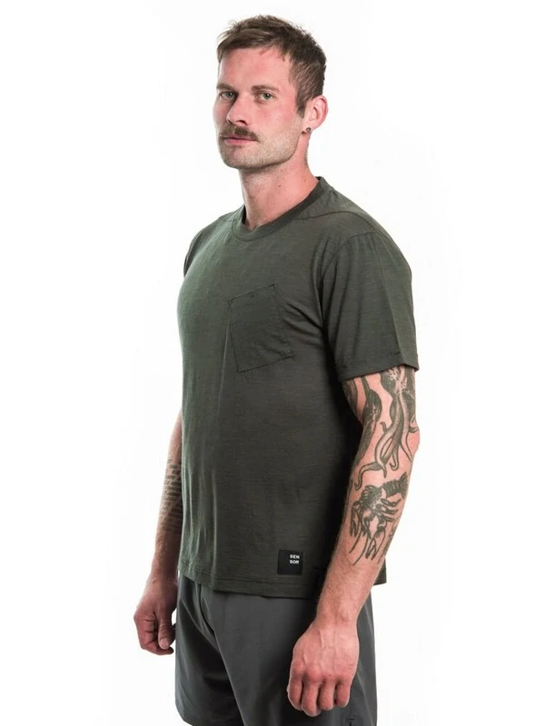 MERINO AIR SENSOR TRAVELLER - pánské tričko s krátkým rukávem, olive green