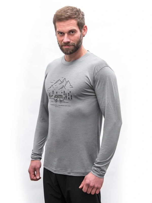MERINO ACTIVE SENSOR VAN LIFE - pánské tričko s dlouhým rukávem, šedá