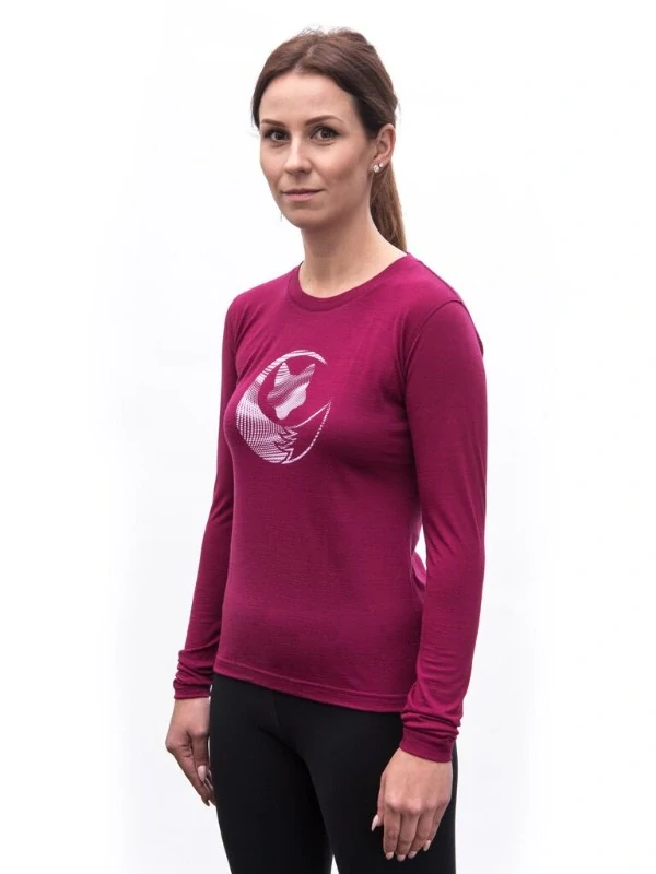 MERINO SENSOR ACTIVE FOX - dámské tričko, dlouhý rukáv, lilla