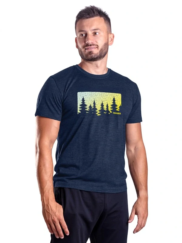 HRUTUR FOREST pánské merino tričko s krátkým rukávem, tmavě modrá