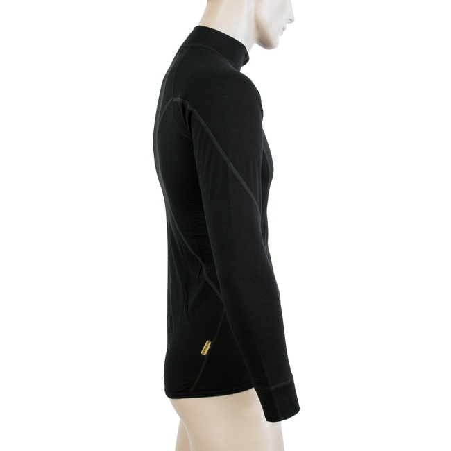MERINO SENSOR ACTIVE - pánské triko s dlouhým rukávem, stoják, zip, černá