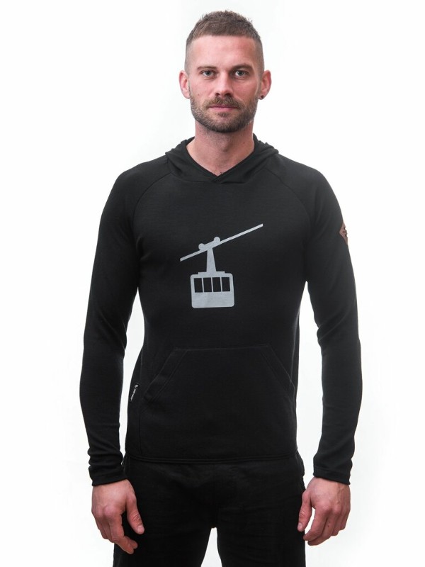 MERINO SENSOR UPPER GONDOLA - pánské mikina, klokanka, černá