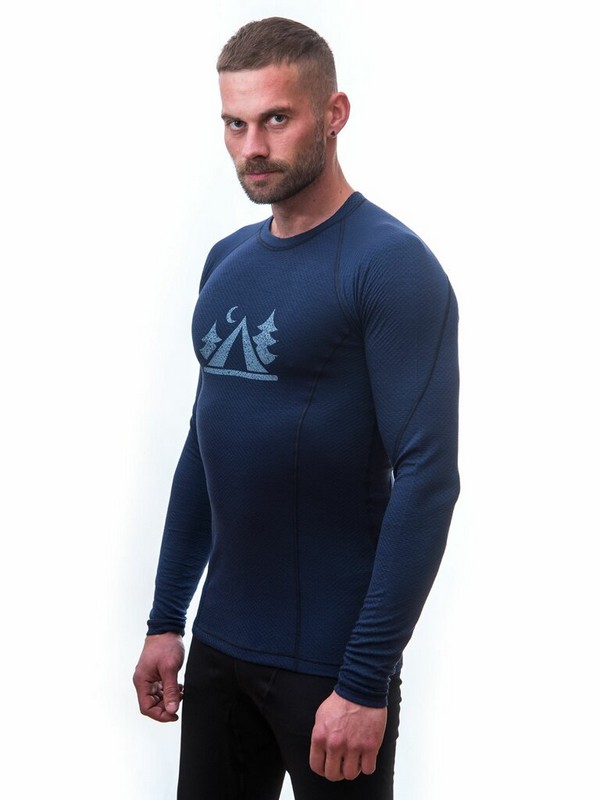 MERINO SENSOR DF CAMP - pánské tričko, dlouhý rukáv, deep blue