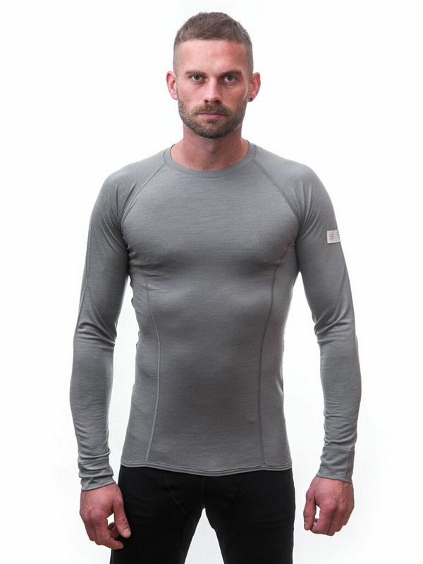 MERINO SENSOR ACTIVE - pánské triko, dlouhý rukáv, světle šedá