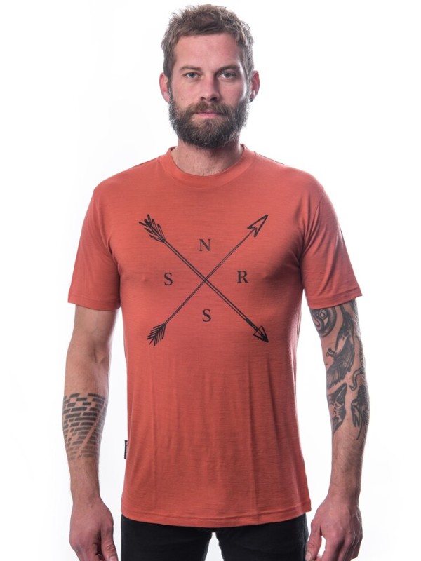 MERINO SENSOR ACTIVE SNSR - pánské triko, krátký rukáv, terracotta