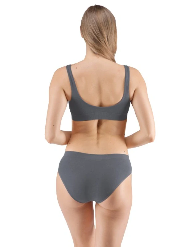 ISABELLE dámské bezešvé bambusové klasické kalhotky, širší bok, tmavě šedá