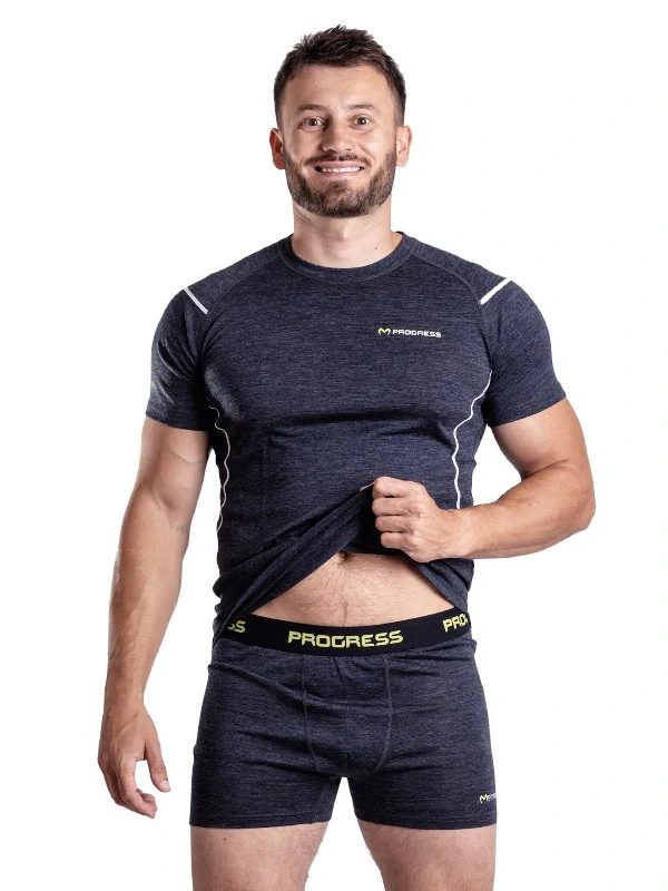 KAI MERINO pánské merino boxerky, černý melír