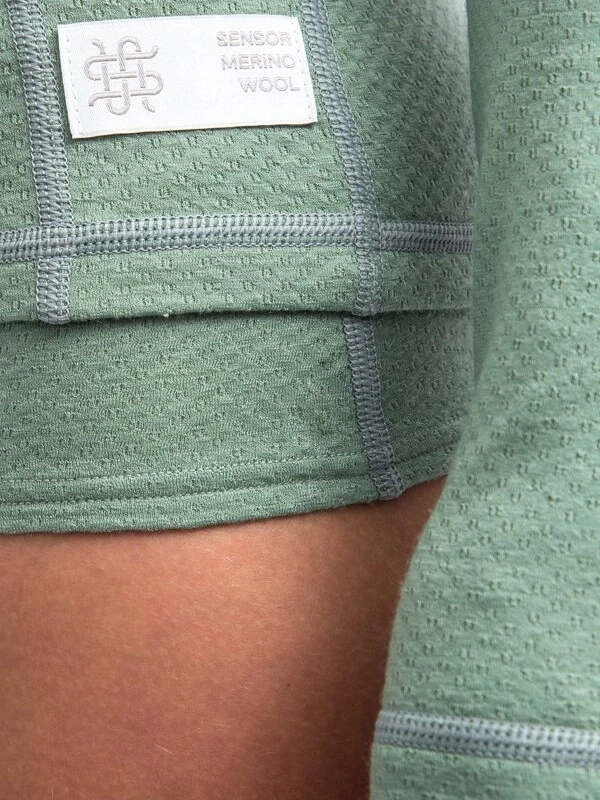 MERINO SENSOR DF - dámské tričko, dlouhý rukáv, basil green