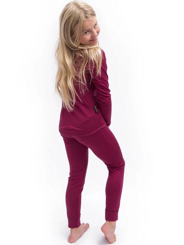 MERINO ACTIVE SENSOR juniorský set trička s dlouhým rukávem a spodků, lilla