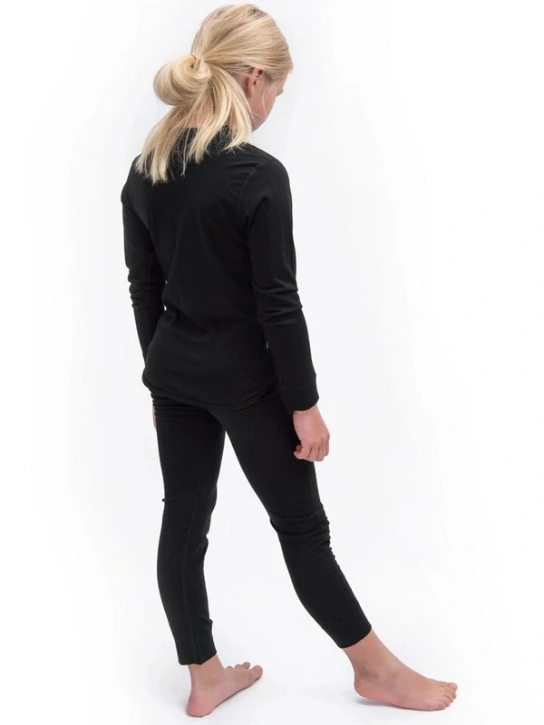 MERINO ACTIVE SENSOR dětský set trička s dlouhým rukávem a spodků, černá