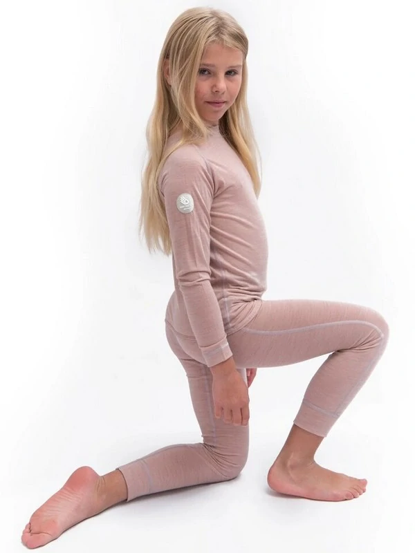 MERINO AIR SENSOR dětský/juniorský set trička s dlouhým rukávem a spodků, dusty pink