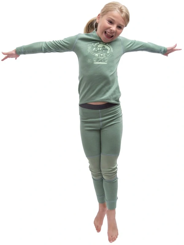 MERINO DF PLANET SENSOR dětské tričko s dlouhým rukávem, basil green