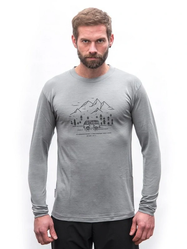 MERINO ACTIVE SENSOR VAN LIFE - pánské tričko s dlouhým rukávem, šedá